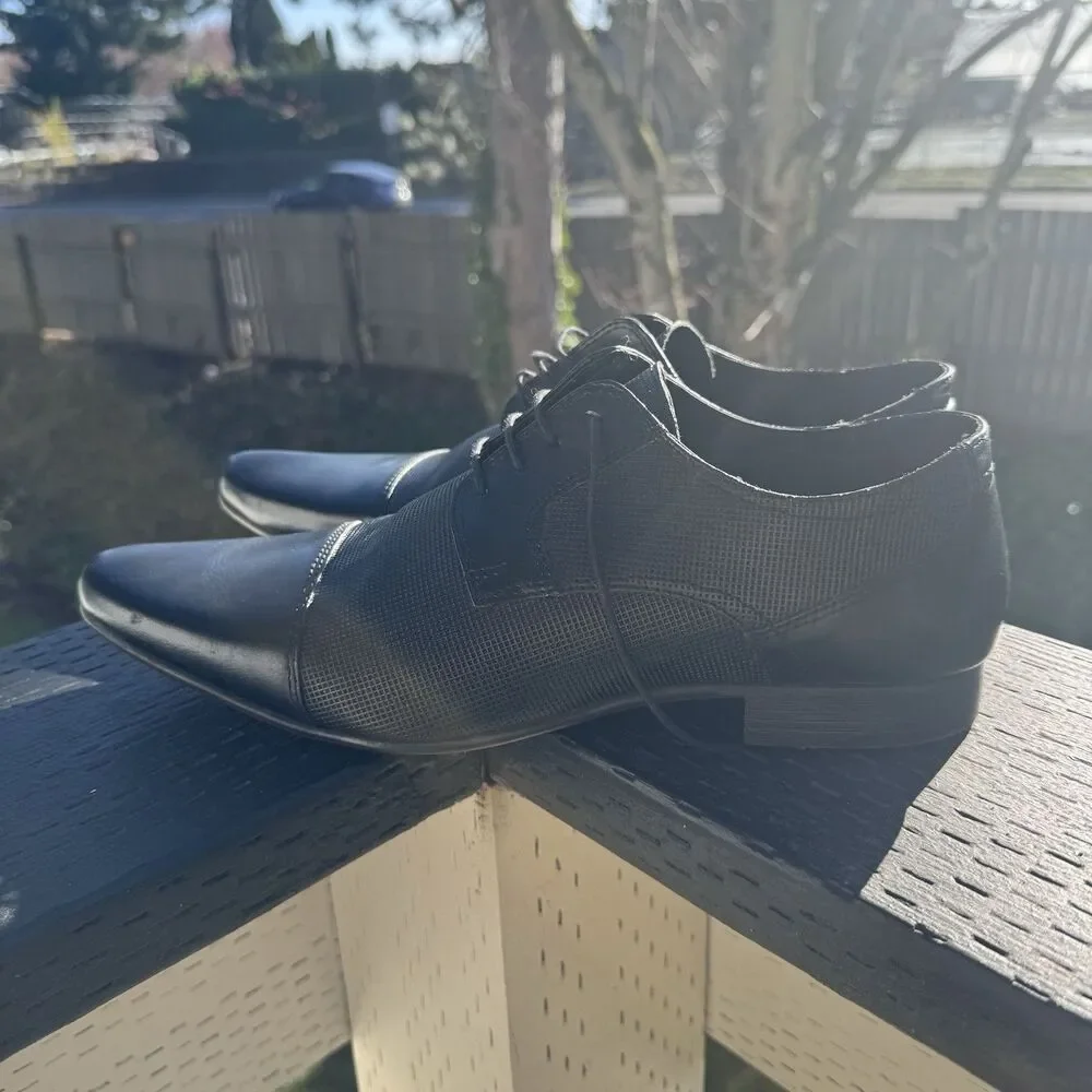 Asos Mens Leather Oxford‎ Shoes Black Pointed Toe Size 12 Sung Jinwoo Cosplay